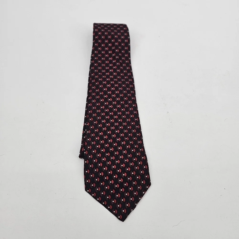 Christian Dior pattern vintage silk navy and red tie